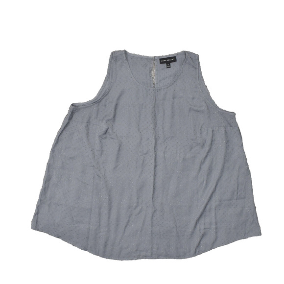 Lane Bryant Women's Size 16 Blouse Top Sleeveless Gray Polka Dot Polyester Crew - Picture 1 of 8